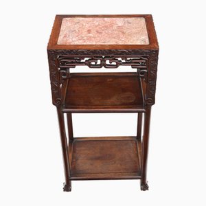 Table d'Appoint Antique en Bois Dur et Marbre, Chine