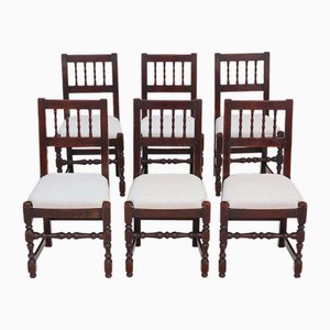 Antique Rustic Dining Chairs in Oak, Set of 6