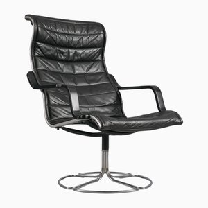 Scandinavian Leather Armchair in the style of Arne Fribytter, 1960s