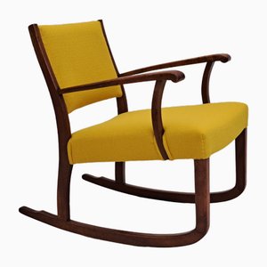 Danish Rocking Chair in Kvadrat Wool & Oak, 1950s