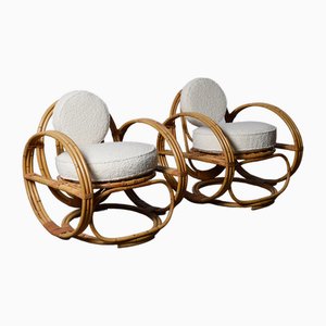 Italian Lounge Chairs in Rattan and Bamboo, 1960s, Set of 2