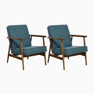 Green and blue Fabric Amber Model Armchairs, 1970s, Set of 2