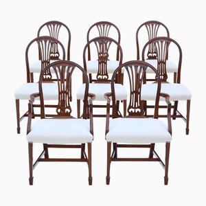 Antique Georgian Revival Dining Chairs in Mahogany, 1950s, Set of 8