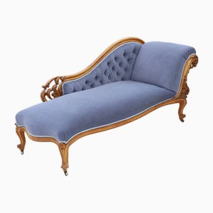 Antique Victorian Carved Walnut Chaise Lounge, 1850s