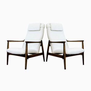 GFM 64 High Back Armchairs in Boucle attributed to Edmund Homa, 1960s, Set of 2