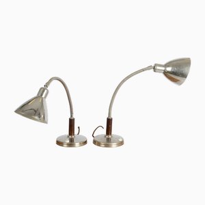 Lampes de Bureau Bauhaus en Nickel attribuées à Franta Anyz, 1930s, Set de 2
