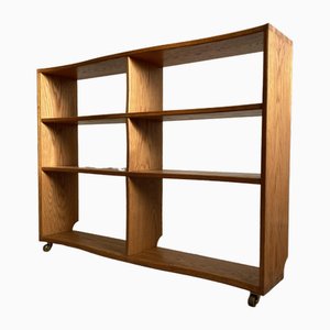 Mid-Century British Handmade Wavy Oak Shelving Unit with Dovetail Joints, 1960s