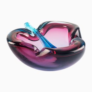 Sommerso Murano Glass Ashtray with Temper by Flavio Poli for Seguso, Italy