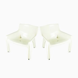White Plastic Vicario Armchairs by Vico Magistretti for Artemide, 1971, Set of 2