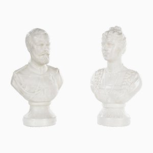 Bustos de caramelo John Tavernier promocionales, década de 1800. Juego de 2