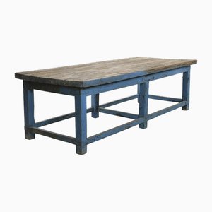 Teak Worktable with Blue Patina