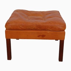 Ottoman in Patinated Cognac Leather by Børge Mogensen for Fredericia
