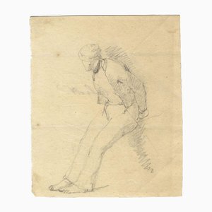 Sir Augustus Wall Callcott RA, Preparatory Study of Resting Man, Early 1800s, Graphite Drawing