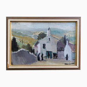 French Town, Oil on Canvas, Framed