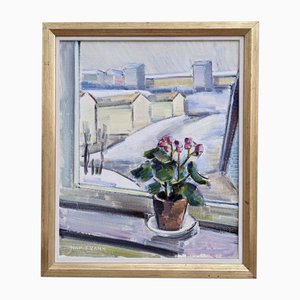 Window View, Oil on Canvas, Framed
