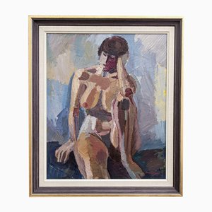 Pensive Nude, Oil on Canvas, Framed