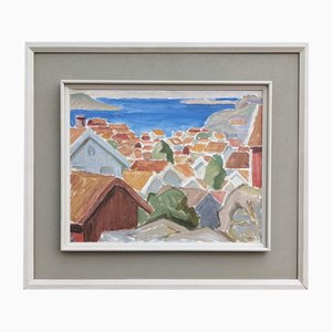 Rooftops, Oil on Canvas, Framed