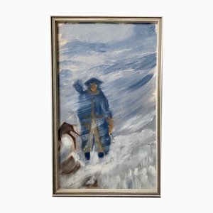Tormenta de nieve, óleo sobre lienzo, enmarcado