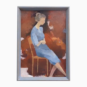 Lady in Waiting, 20th Century, Oil on Canvas, Framed