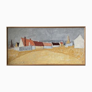 Orange Road, 20th Century, Oil on Canvas, Framed