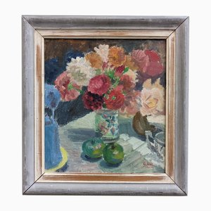 Carnations, Oil on Canvas, 20th Century, Framed