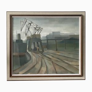 Dockside, Oil on Canvas, Framed