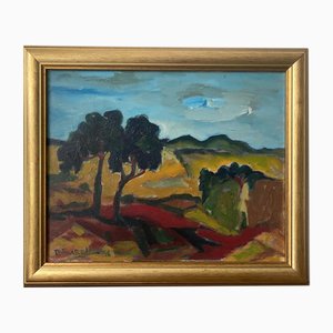 Joyful Landscape, 1980s, Oil on Canvas, Framed