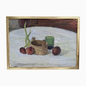 Les Oignons, Oil on Canvas, Framed