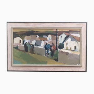 Village Walk, 1950s, Oil on Canvas