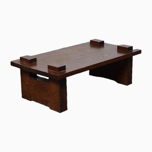Mid-Century Brutalist French Oak Coffee Table, 1960s