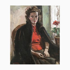 Benjamin II Vautier, Portrait d'une Dame, 1946, Oil on Canvas, Framed