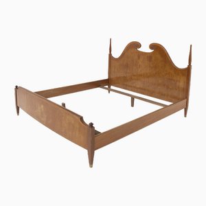 Estructura de cama doble Mid-Century de madera de Paolo Buffa, años 50