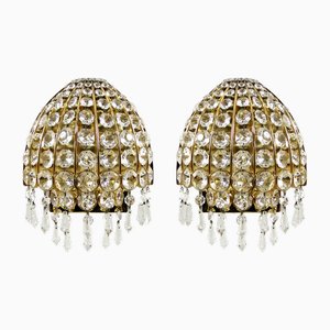 German Gold-Plated and Glass Wall Lamps from Palwa, 1960s, Set of 2