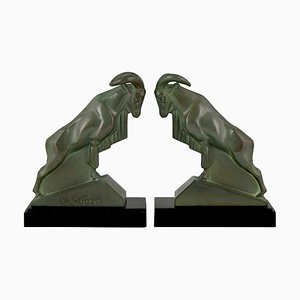 Art Deco Ram Bookends by Max Le Verrier, 1930, Set of 2