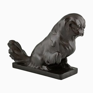 GH Laurent, Art Deco Pekingese Hund, 1935, Bronze