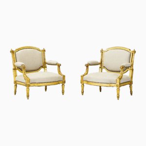 French Gilded Armchairs, Set of 2