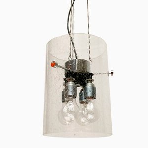 Mid-Century German Space Age Glass and Metal Pendant Lamp from Glashütte Limburg, 1960s