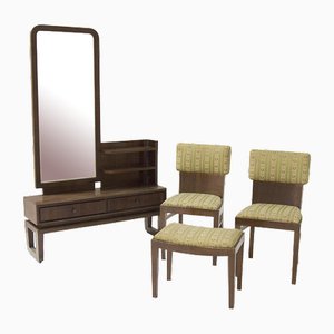 Vanity Mirror, Armchairs and Ottoman by Paolo Buffa, 1950s, Set of 4
