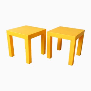 Yellow Cube Plastic Tables by Marinha Grande, 1970s, Set of 2