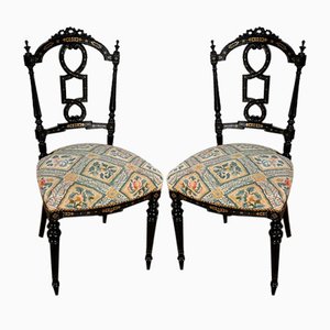 Schwarz lackierte Napoleon III Stühle im Louis Xvi Stil, 19. Jh., 2er Set