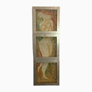 Framed Resin Panel Triptych in Decorated Frames, 1980s, Set of 3