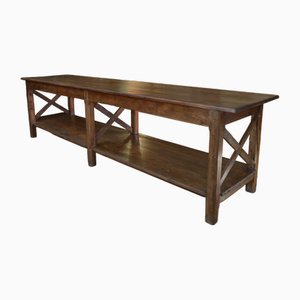 Langer Tisch aus Tannenholz mit 2 Tabletts und 6 Beinen, 1930er