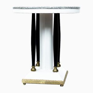 Art Nouveau Side Table with Marble Plate and Brass Elements, 1890s