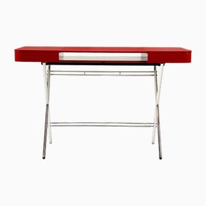 Cosimo Desk with Red Glossy Lacquered Top by Marco Zanuso Jr. for Adentro, 2017