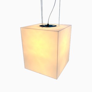 Lámpara colgante Cube de plástico blanco de Delta Light, Belgium, años 90