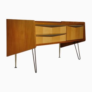 Credenza bassa in legno di ciliegio con forcine, Italia, anni '50