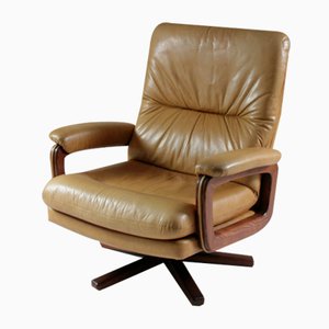 Leather Living Room Armchair attributed to André Vandenbeuck for Strässle, Switzerland, 1960s
