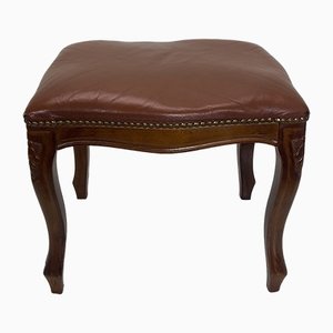 English Queen Anne Style Carved Walnut Foot Stool, 1890s