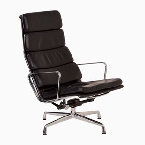 Black Leather Ea 222 Soft Pad Armchair by Charles & Ray Eames for Vitra, 2000s