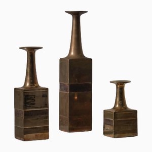 Bronze Vasen von Bruno Gambone, Italien, 1930er, 3er Set